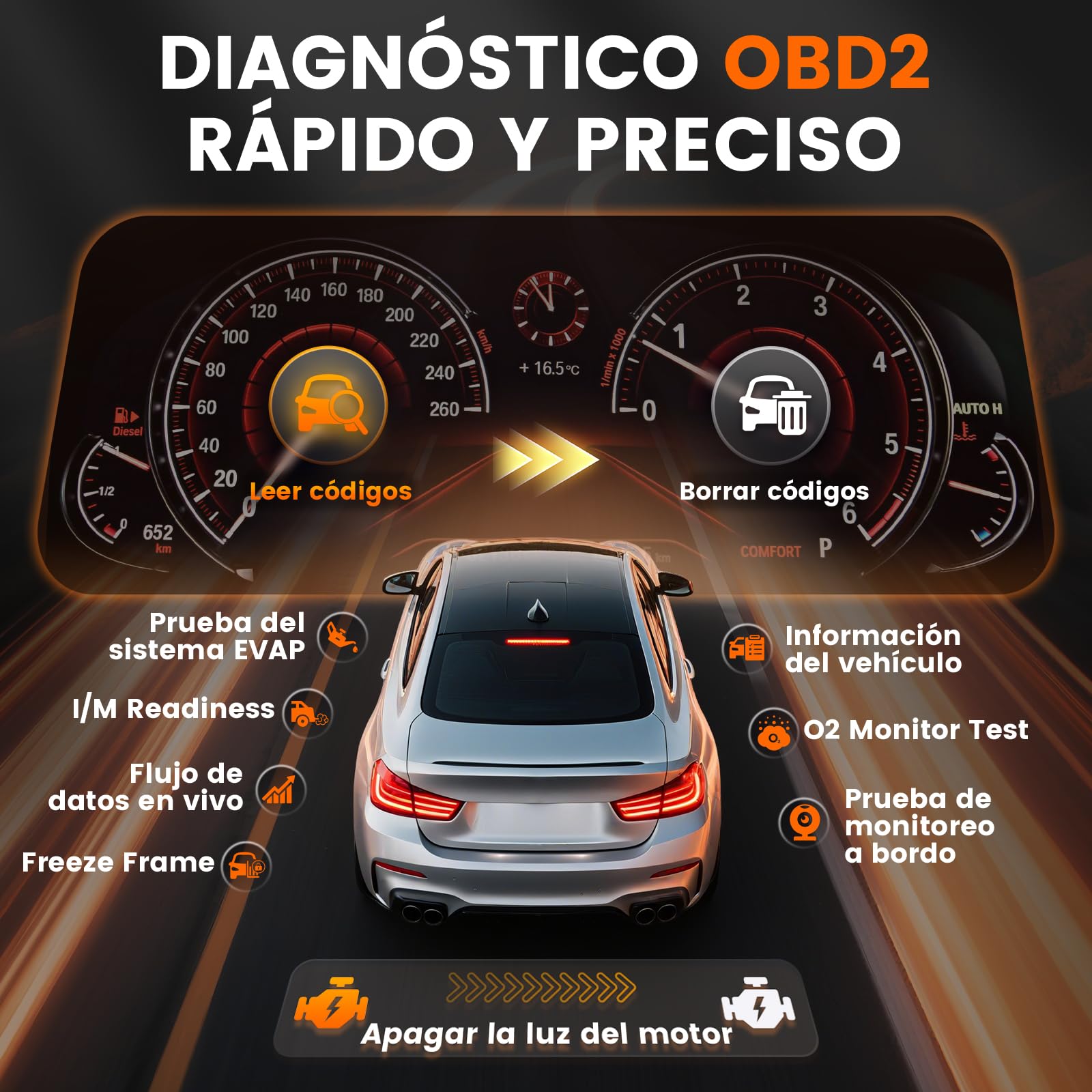 2 en 1 OBD2 Diagnosis Coche y Comprobador de Baterias Ancel AD410PRO | Scanner OBD Multimarca con Completas OBDII Funciones, 100-2000CCA Probador de Batería Auto 12V con test de arranque y carga