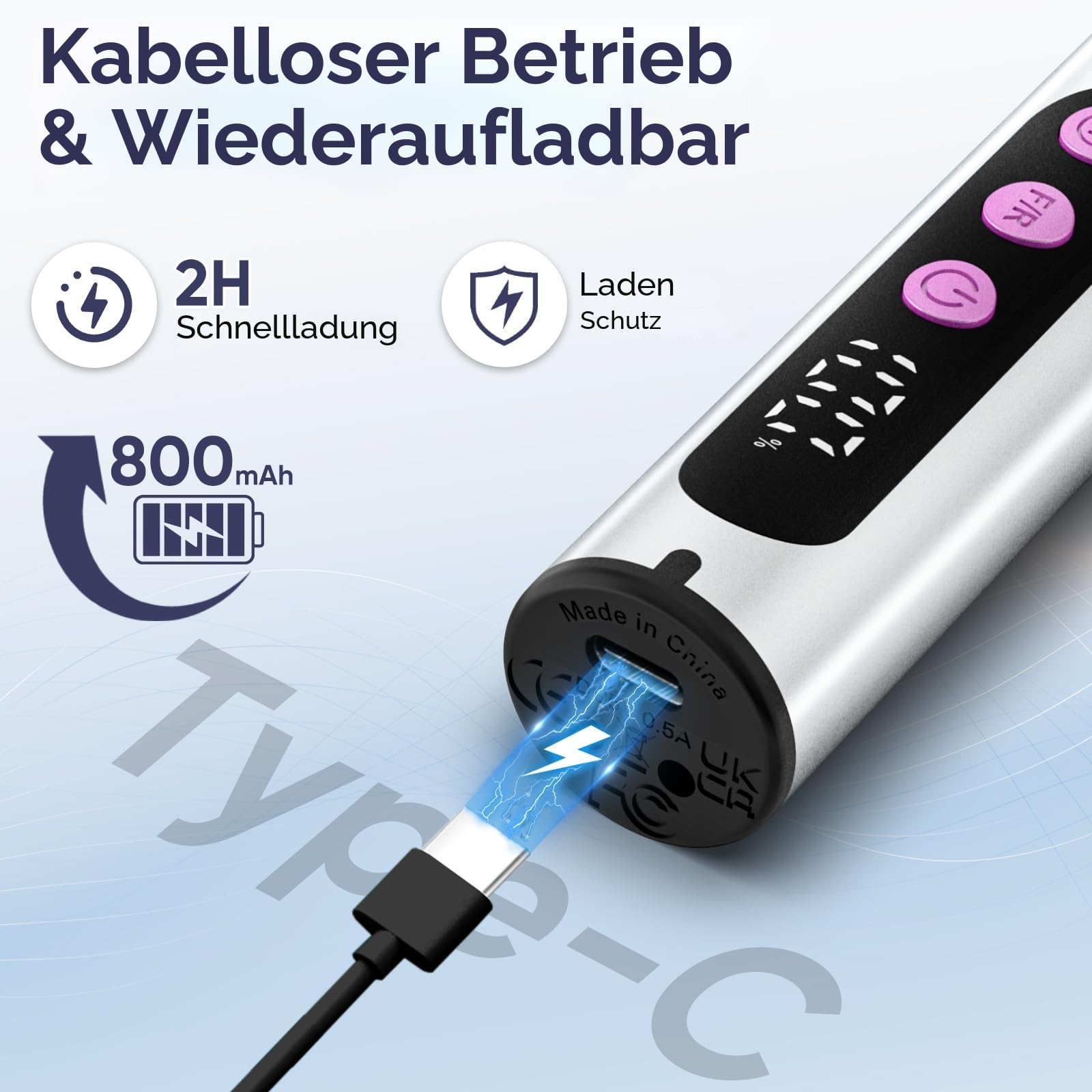 Oukzon Nagelfräser Kabellos, 35000 U/Min Fräser Nägel, 13 in 1 Elektrische Nagelfeile Professionell Nail Drill, Nagelfräser für Gelnägel und Acrylnägel, 5 Geschwindigkeiten, Maniküre Set Elektrisch