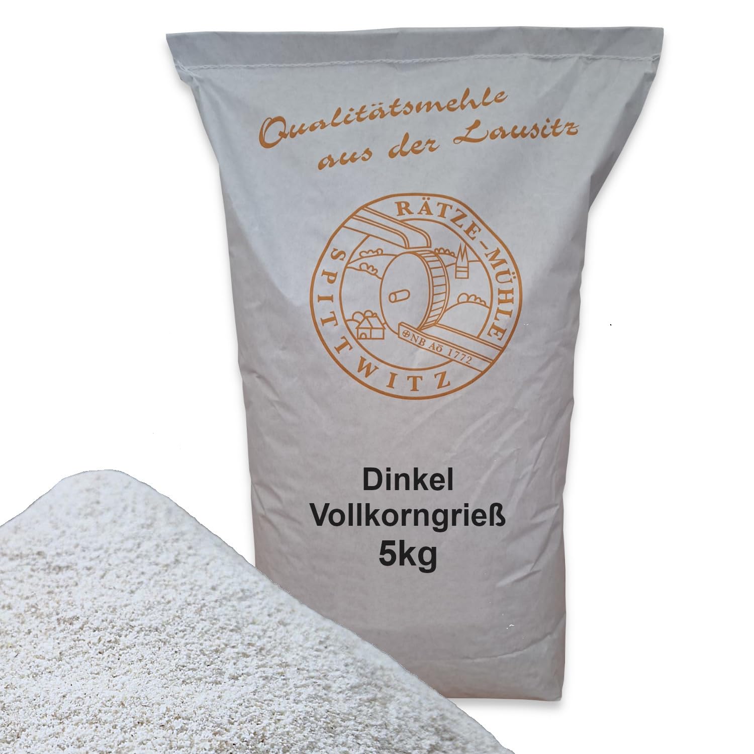 Dinkelvollkorngrieß 5kg von Rätze-Mühle aus 100% regionalen, naturbelassenem Dinkel in bester Qualität