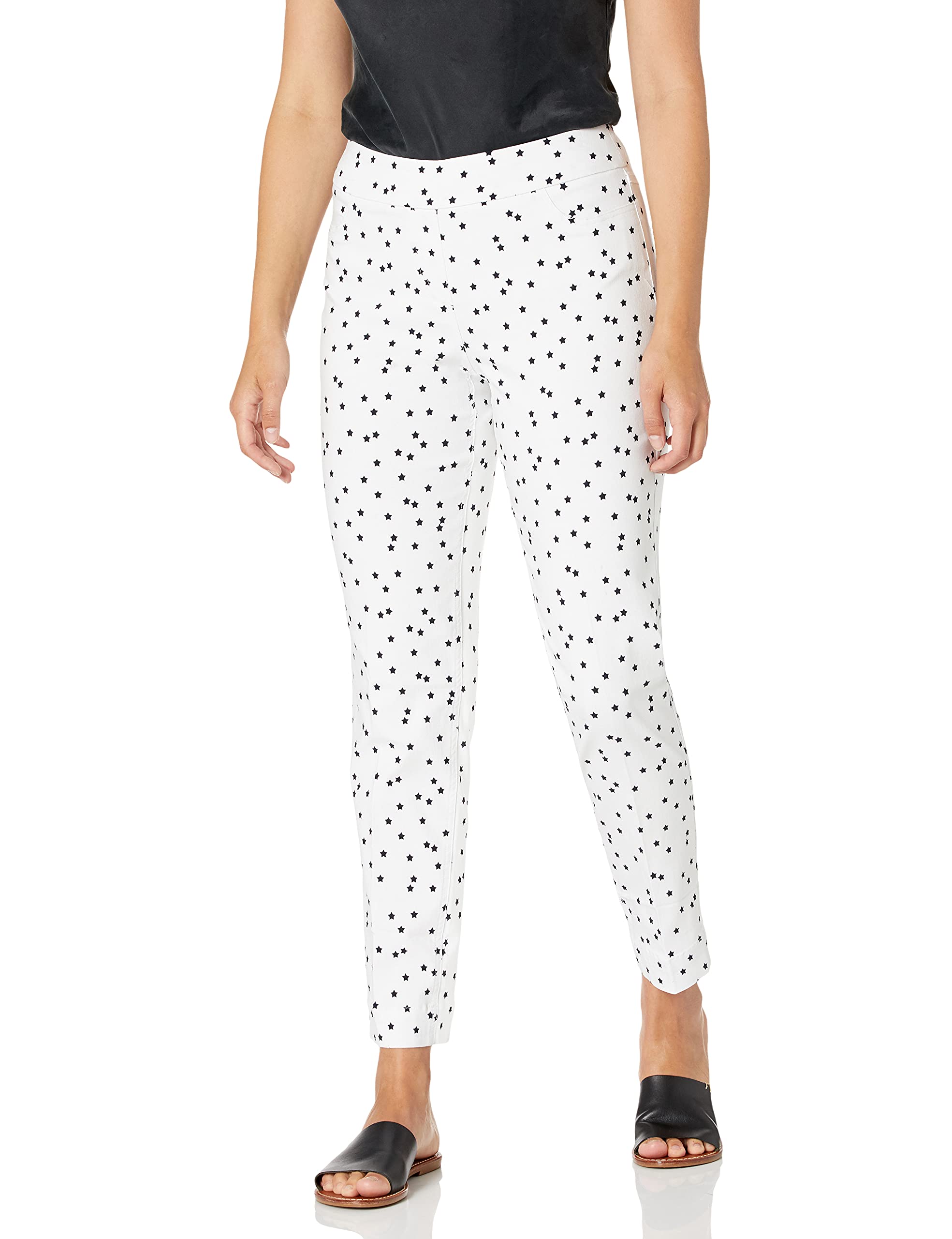 SLIM-SATION Women's Pull On Print Ankle Pant, Multi, 14