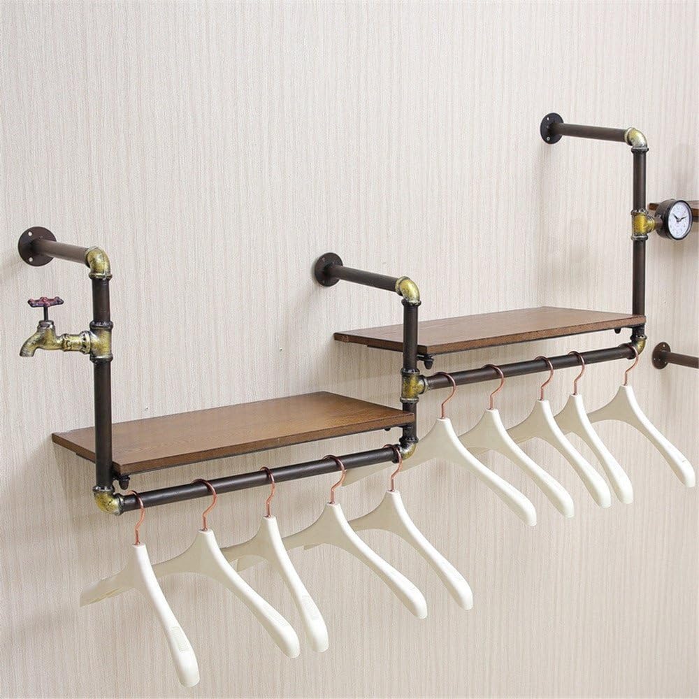 GUOPI Antique industrial water pipe wall Upper shelf upper wall double side hanging clothes rack