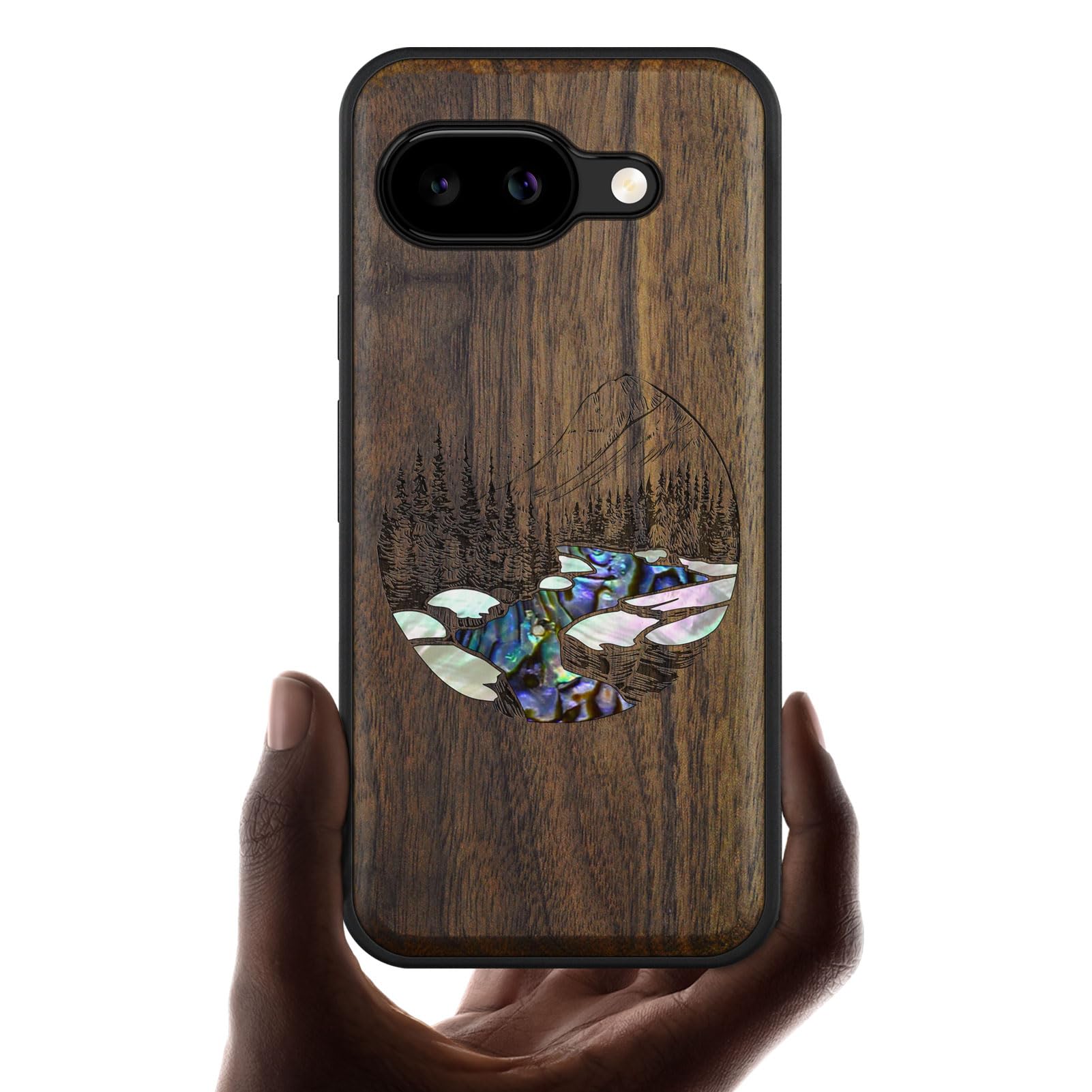 Carveit Magnetic Wooden Case for Google Pixel 9a Case, Wood Artisan Engraved & Handmade Shell Inlaid, Compatible with MagSafe Wireless Chargers (