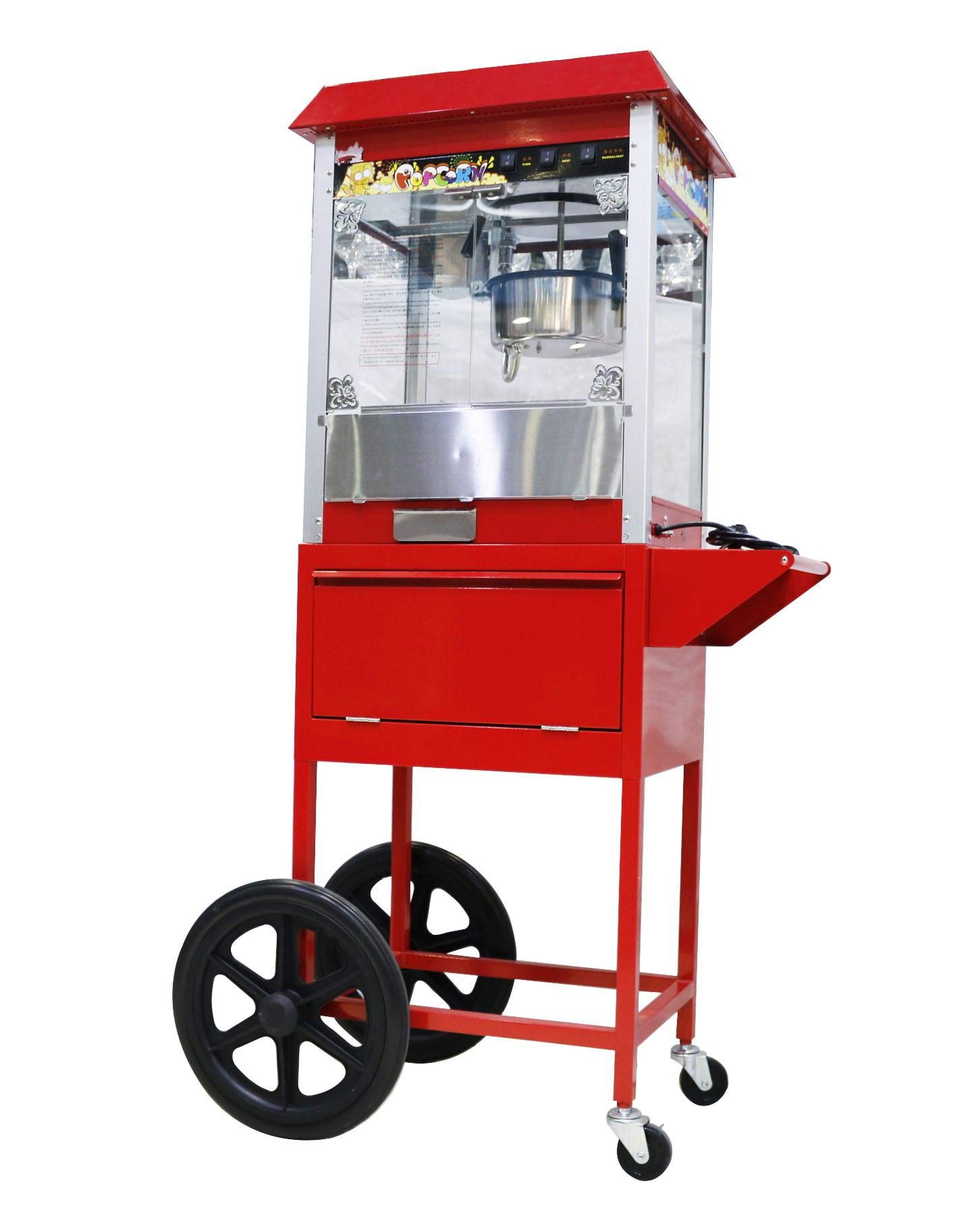 Máquina Comercial De Palomitas De Maíz Con Carro, Fabricante De Palomitas De Maíz Resistente Con Carro 94 * 370 * 144 Centímetros