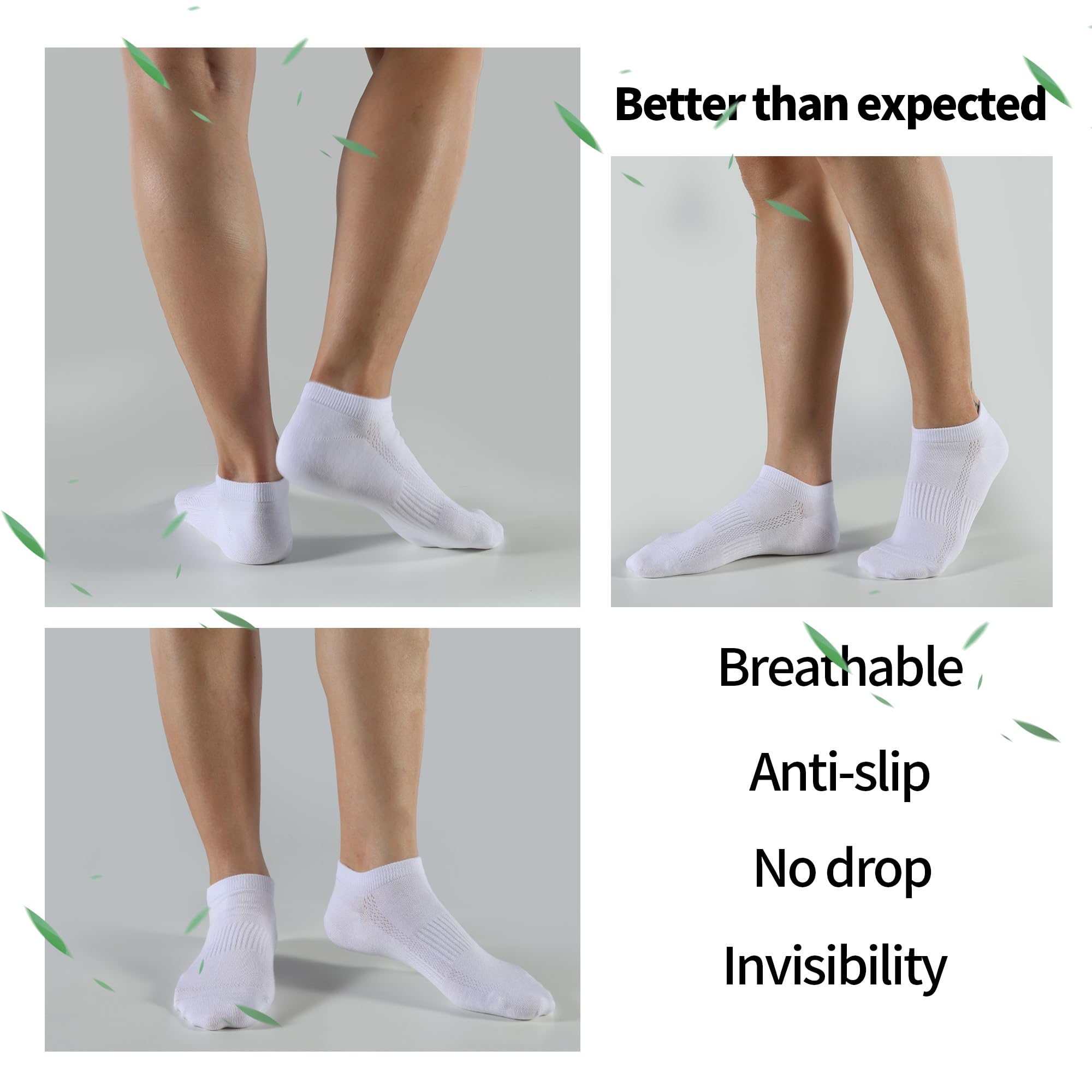 Bambus Sneaker Socken Damen 39-42 35-38, 10 Paar Atmungsaktive Sportsocken, Kurze Laufsocken Herren 43-46