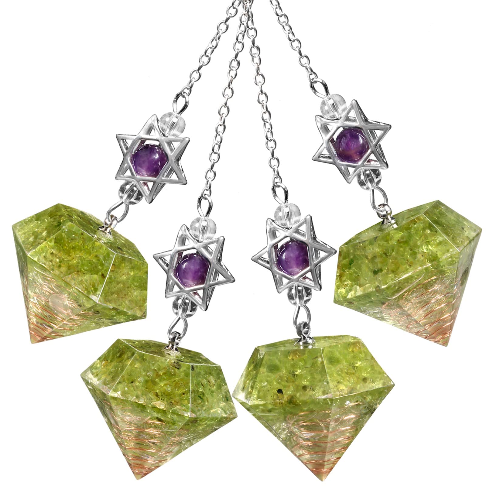 KYEYGWO Healing Crystal Point Pendulum with Dream Catcher and Star of David Necklace - Image 3