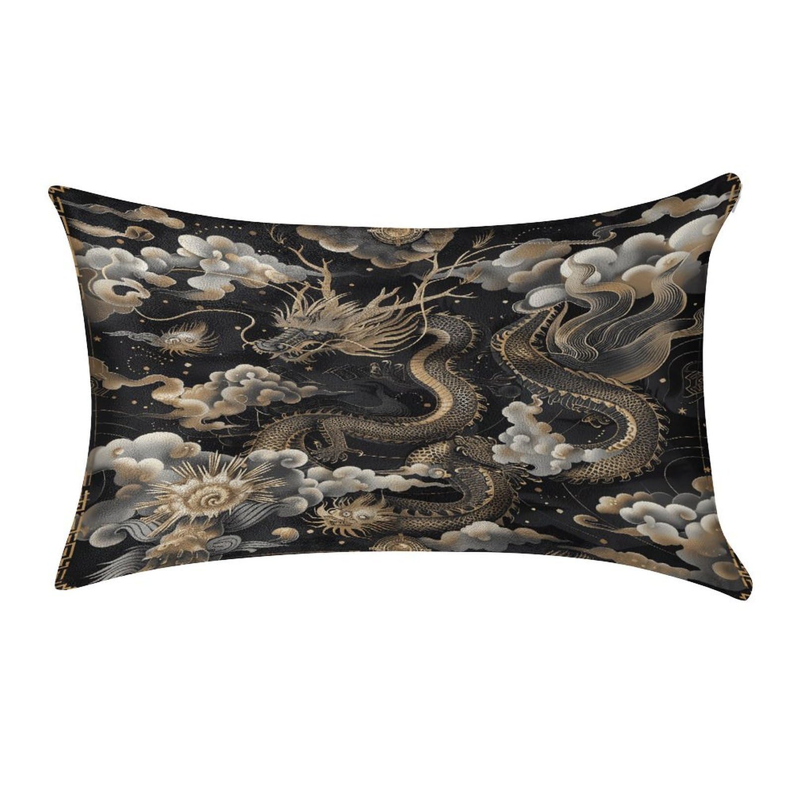 VstaDank Black Chinese Dragon Pillow Covers Rectangular Cushion Case Cozy Decorative Throw Pillowcase Luxury Lumbar Pillow Shells with Zipper Soft Velvet Pillows Shams 12 X 20 in