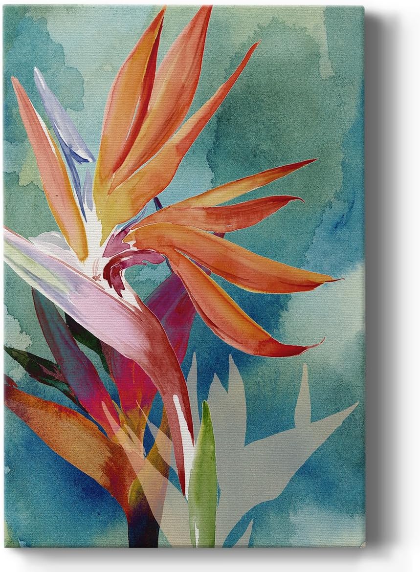 Renditions Gallery Canvas Nature Decor Home Paintings & Prints Vivid color Birds of Paradise Flowers Abstract Wall Artwork for Living Room Office Kitchen - 12"X18" LT527