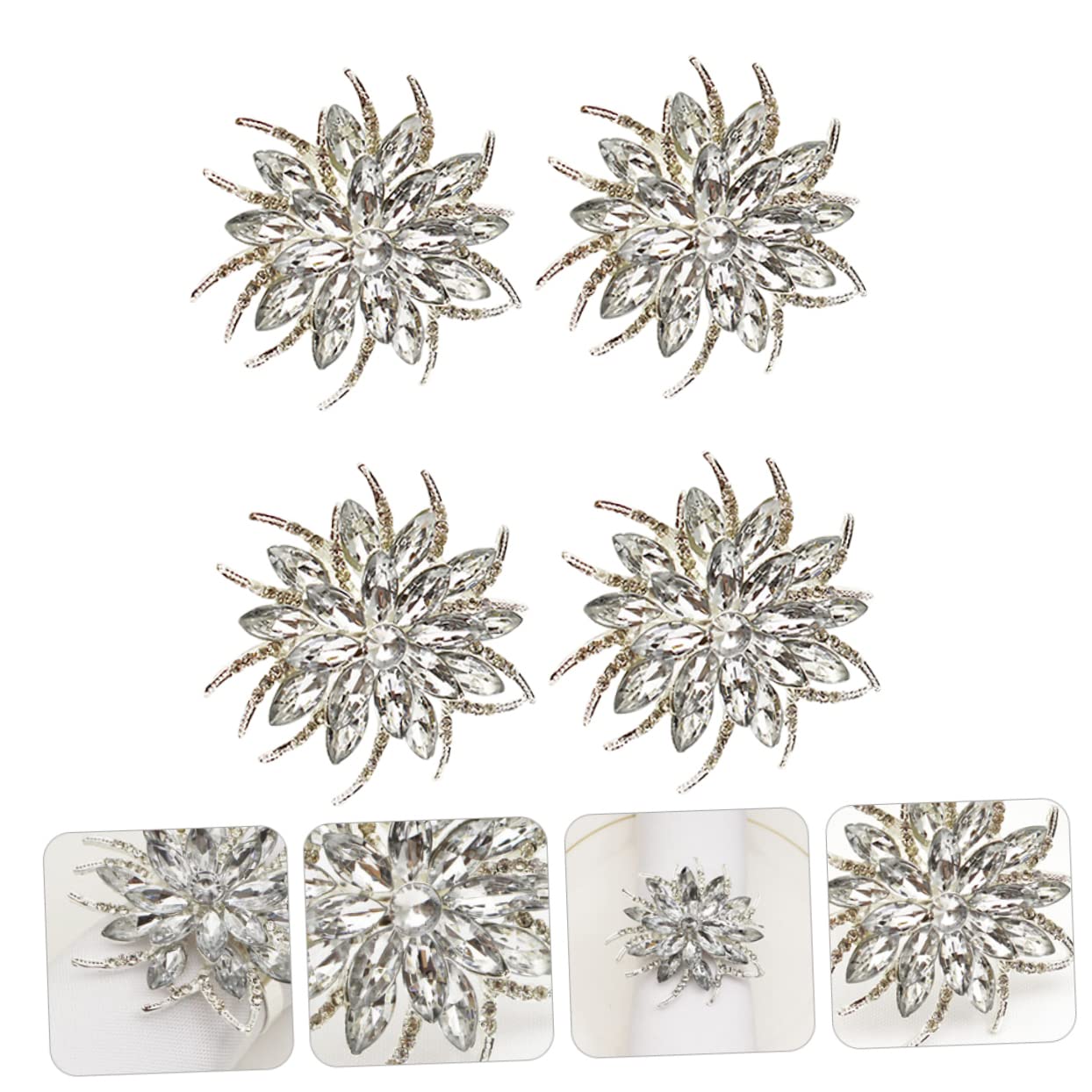 Alipis 2juegos Anillo De Servilleta De Forma De Cristales Decoración Elegante Para Bodas y De Navidad