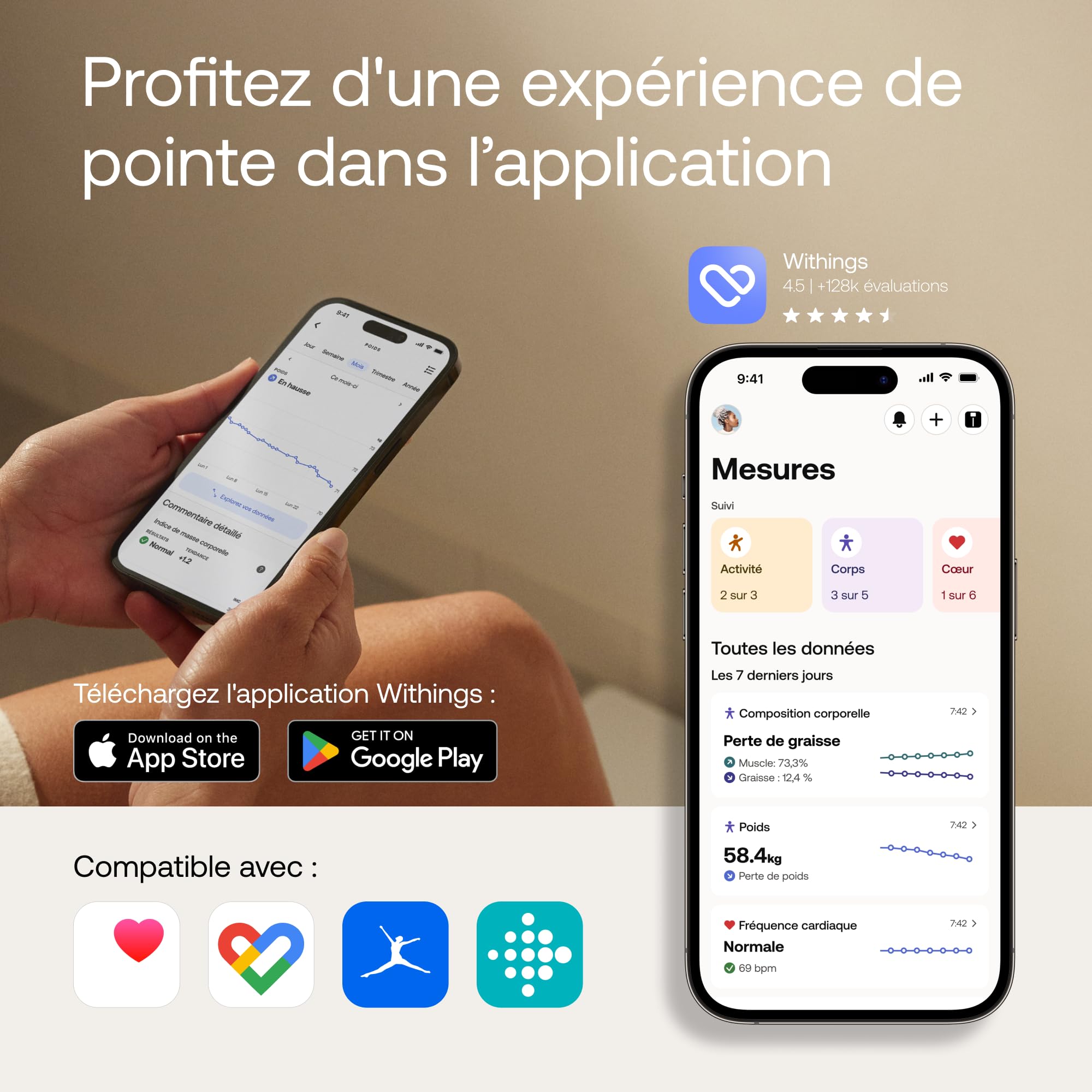 WITHINGS Body Comp Balance connectée validée cliniquement, Wi-Fi & Bluetooth, Analyse corporelle, ECG