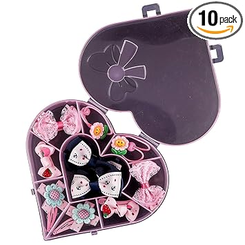 Golden Bird Baby Girls Cute pink Hair clips/Bows Baby Elastic Hair pins set For kids Baby Girls Teens Toddlers, Heart shape (10 clips)
