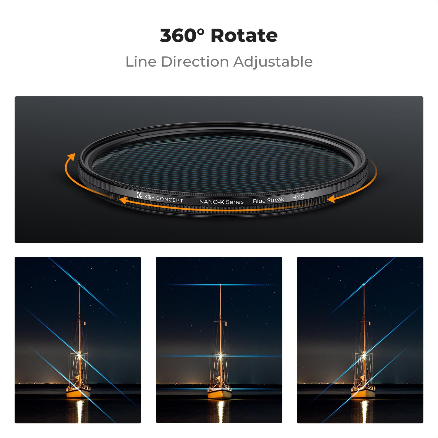 Filtre Photo Créatif Filtre Anamorphique K&F Concept 67mm - Effet Stries Bleues Cinématique, Verre Optique Nano-traité, Pour Objectif Photo Vidéo Filtre Uv Tamron