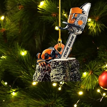 Personalized Arborist Ornament, Custom Chainsaw Tree Decoration, Holiday Keepsake Gift for Tree Climbers, Lumberjacks, Forestry Workers, Gardeners, Outdoor Lovers, Woodcutting Enthusiasts CSO2