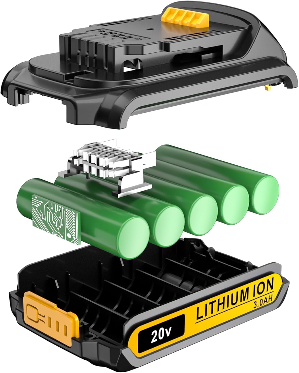 LONG FIT Replace for DEWALT 20V MAX Battery Pack, 3.0-Ah, 2-Pack, Compatible with Dewalt DCB200 DCD DCF DCG Series Cordless Power Tools - Image 2