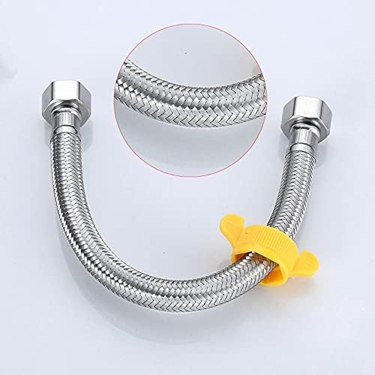 Tubo Flessibile di Ingresso dell'Acqua, Coppia di 1/2" X 1/2" Miscelatore Monoblocco da Cucina, Miscelatore Monoblocco, Tubi Flessibili, Tubo Intrecciato in Filo di Acciaio Inossidabile, 200cm
