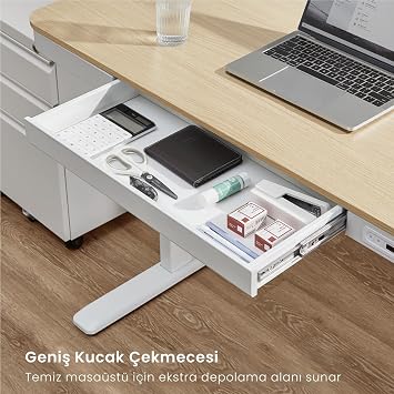 Voltix Electric Desk Height Adjustable Office Desk Stylish Modern Computer Desk with Memory 1x Type-C 1x Usb-A and Wireless Charging Support