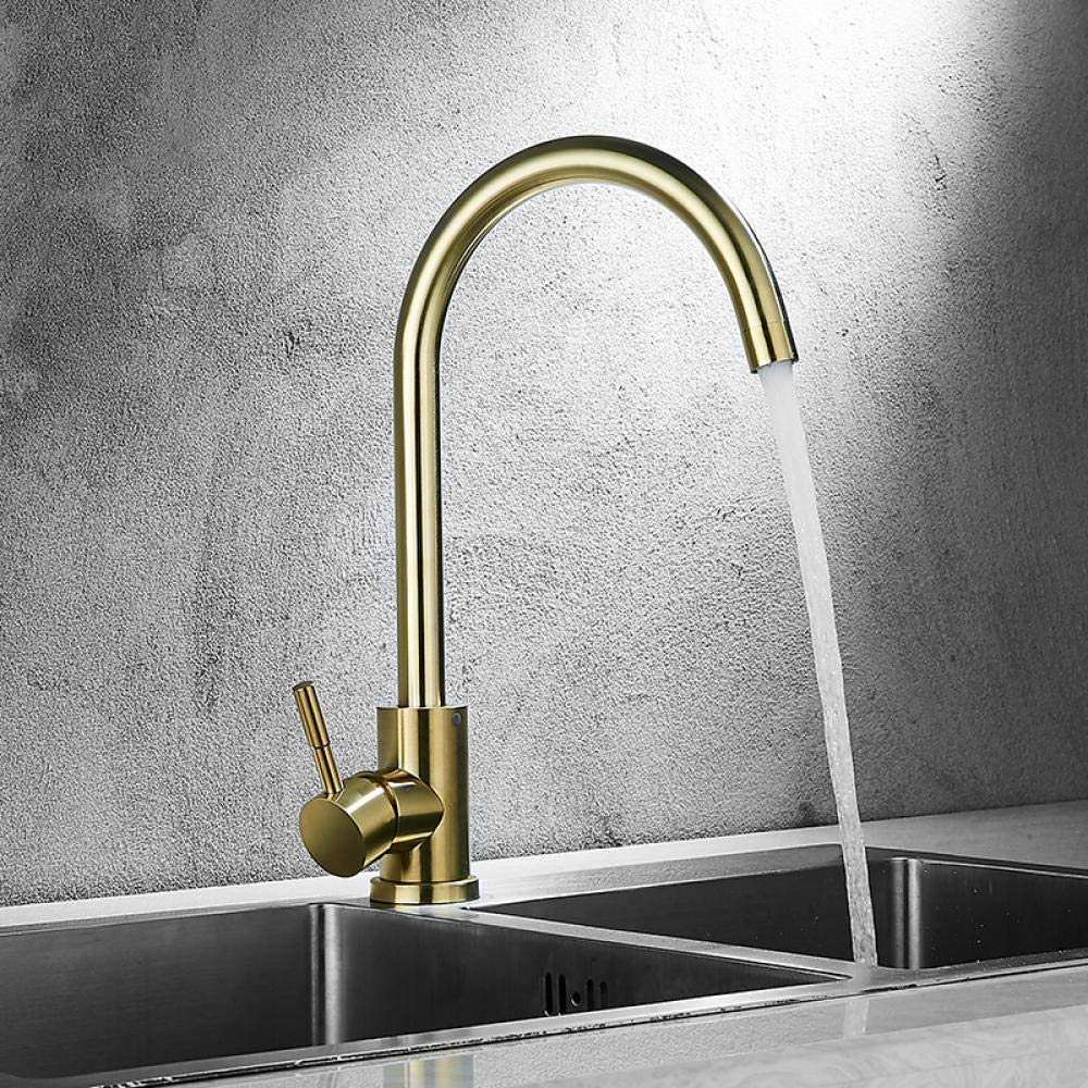 Robinet de cuisine en laiton doré brossé mitigeur eau chaude et froide