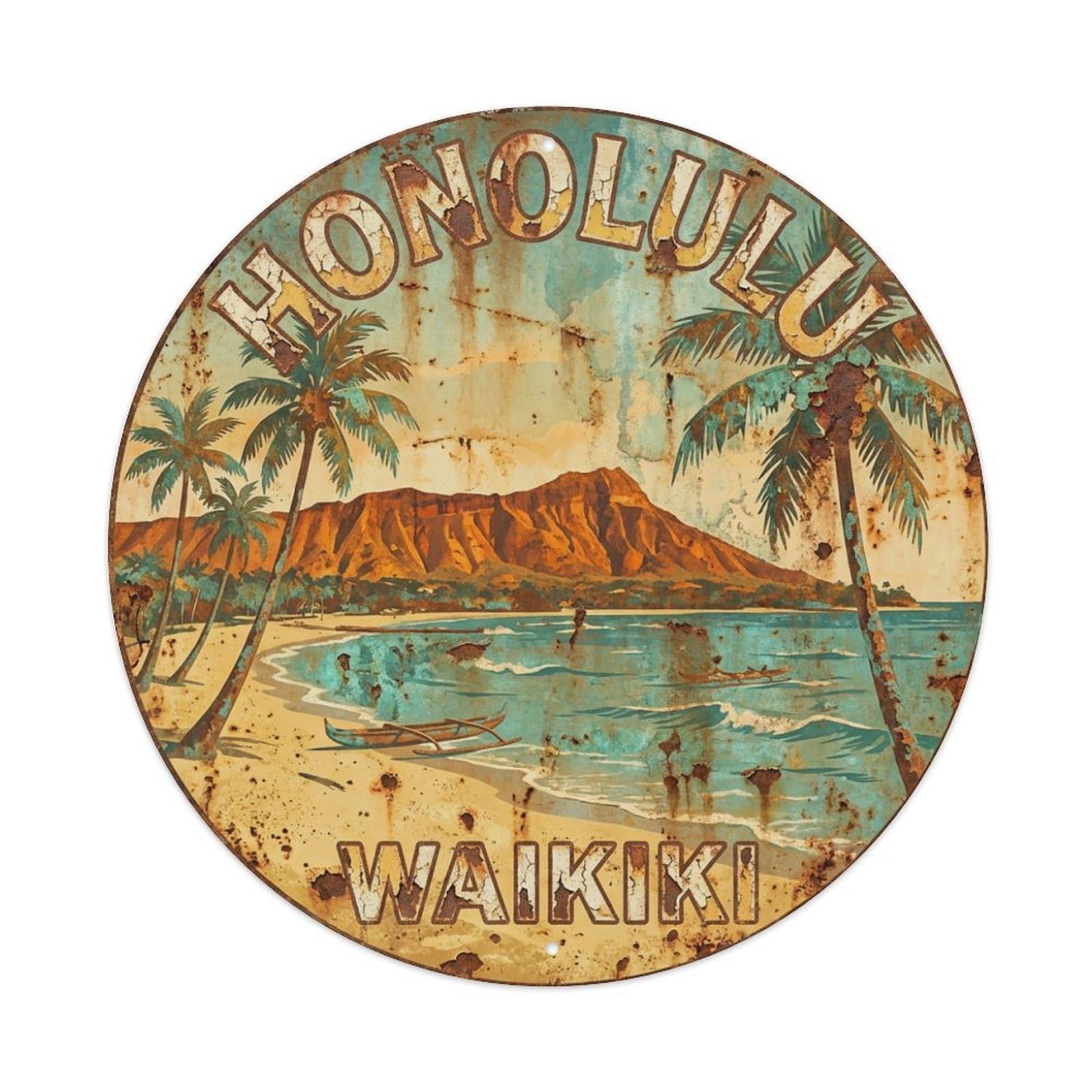 Galvaxio Style Usa Vintage Travel Honolulu Metal Tin Sign