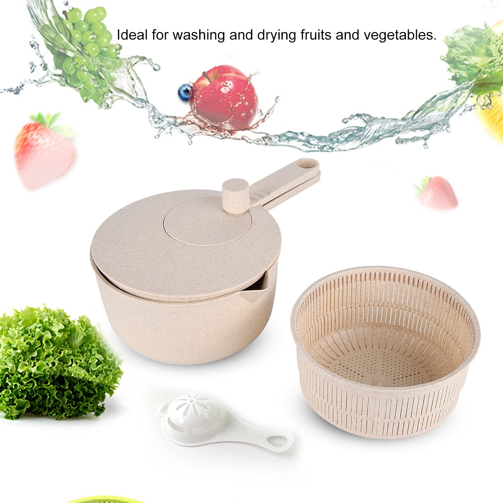 Salad Spinner, Vegetable Dryer Spinner Manual Fruit Dryer Food Spinner Dryer Vegetables Washer Dryer Rice Washing Tool for Kitchen Supplies