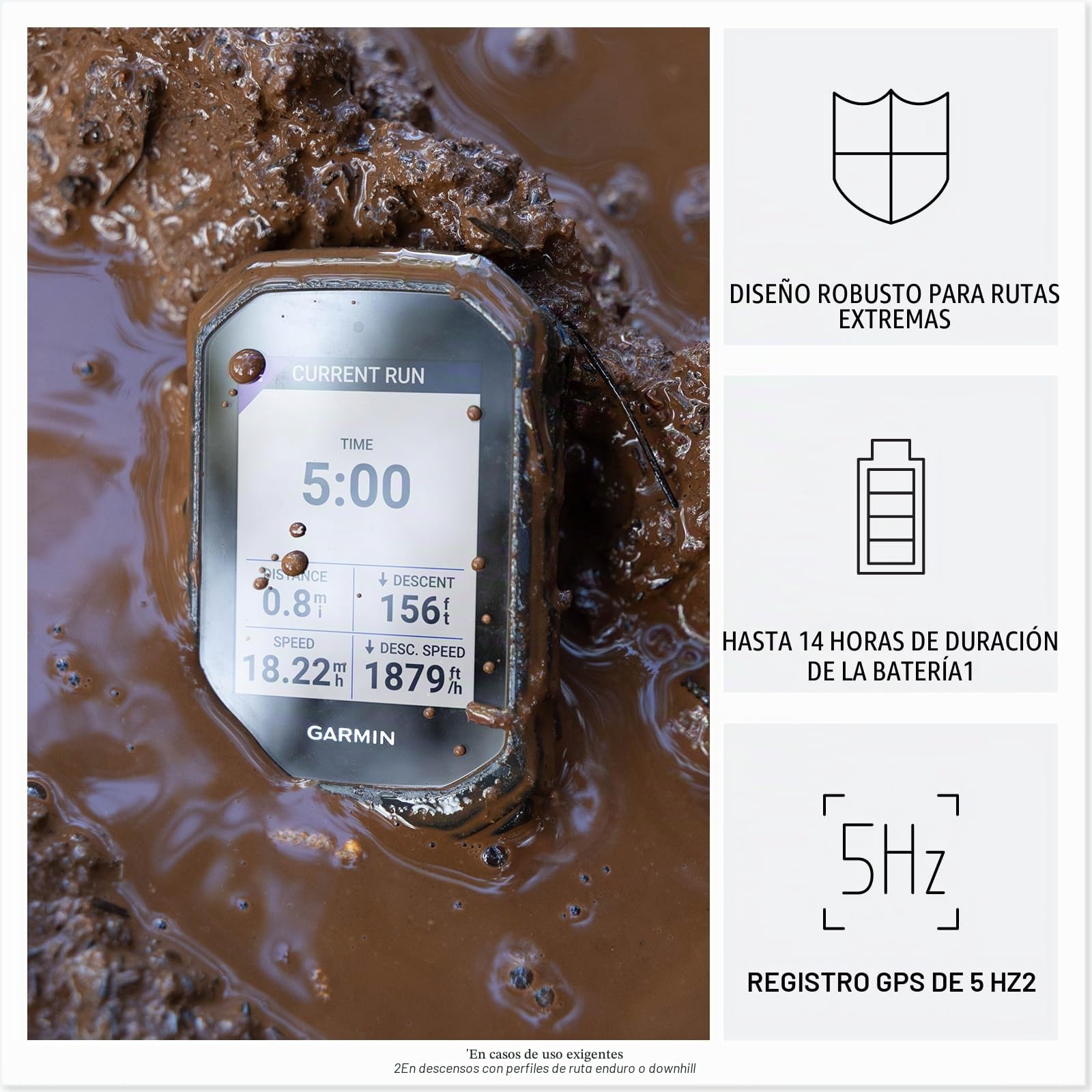 Garmin Edge MTB Rugged GPS - Paquete de computadora para bicicleta | Para ciclismo, entrenamiento y navegación, mapas de senderos a todo color precargados, incluye kit de limpieza