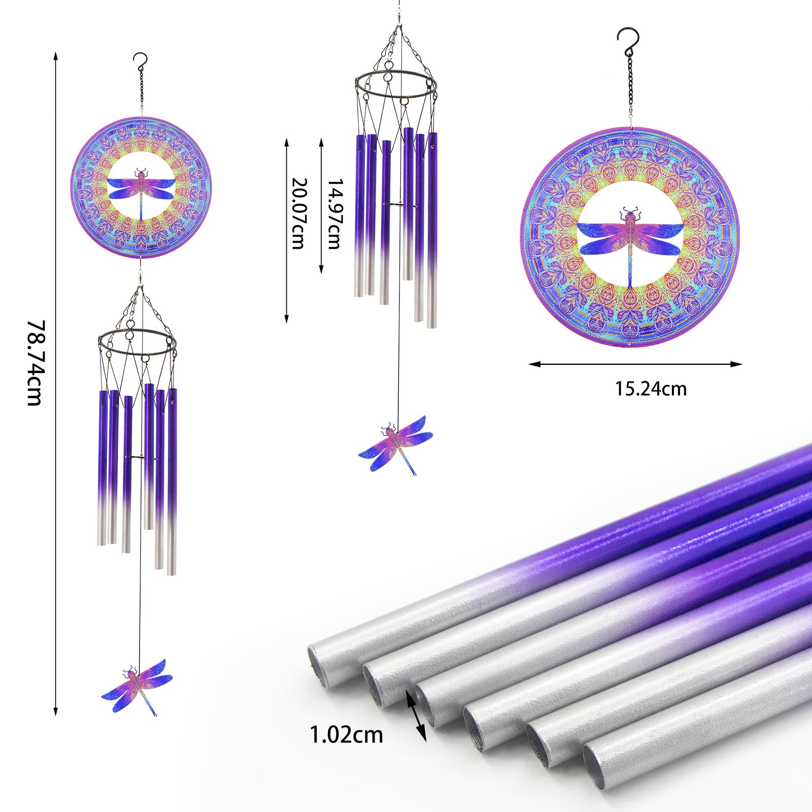 Windspiel mit Libelle Wind Spinner, Geschenke für Männer, Frauen, Ruhestand, Lehrer, Eltern - Outdoor Hanging Decor Clearance für Garten, Terrasse, Hinterhof oder Veranda