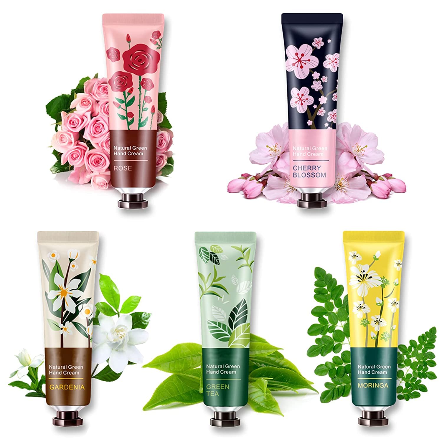 5 Pack Hand Cream Gift Set, Fruits Fragrance Hand Cream, Natural Botanical Fragrance Hand Cream, Moisturizing Mini Hand Lotion, Deeply Hydrating & Nourishing Non-Greasy, For Men And Women, 30ml