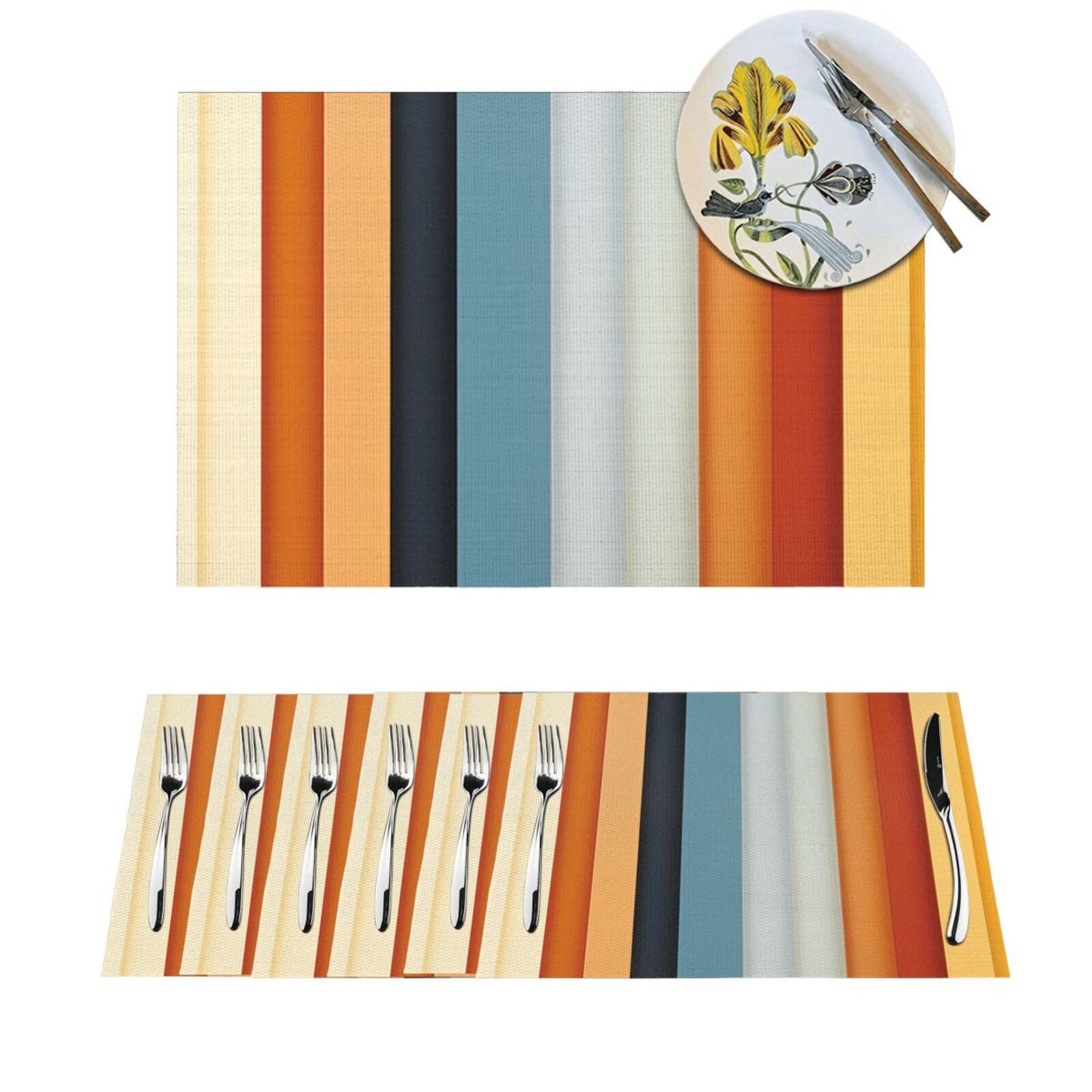 Sets de table lavables et antidérapants lot de 4 tapis de table PVC rayures chic