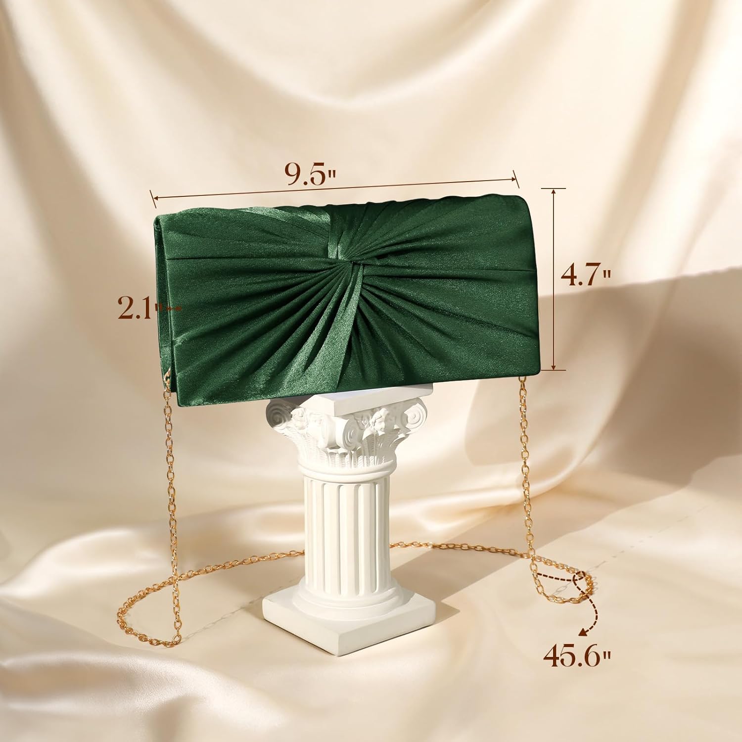 Evening Satin Purse with Detachable Chain Fomal Clutch Women's Evening Handbags
