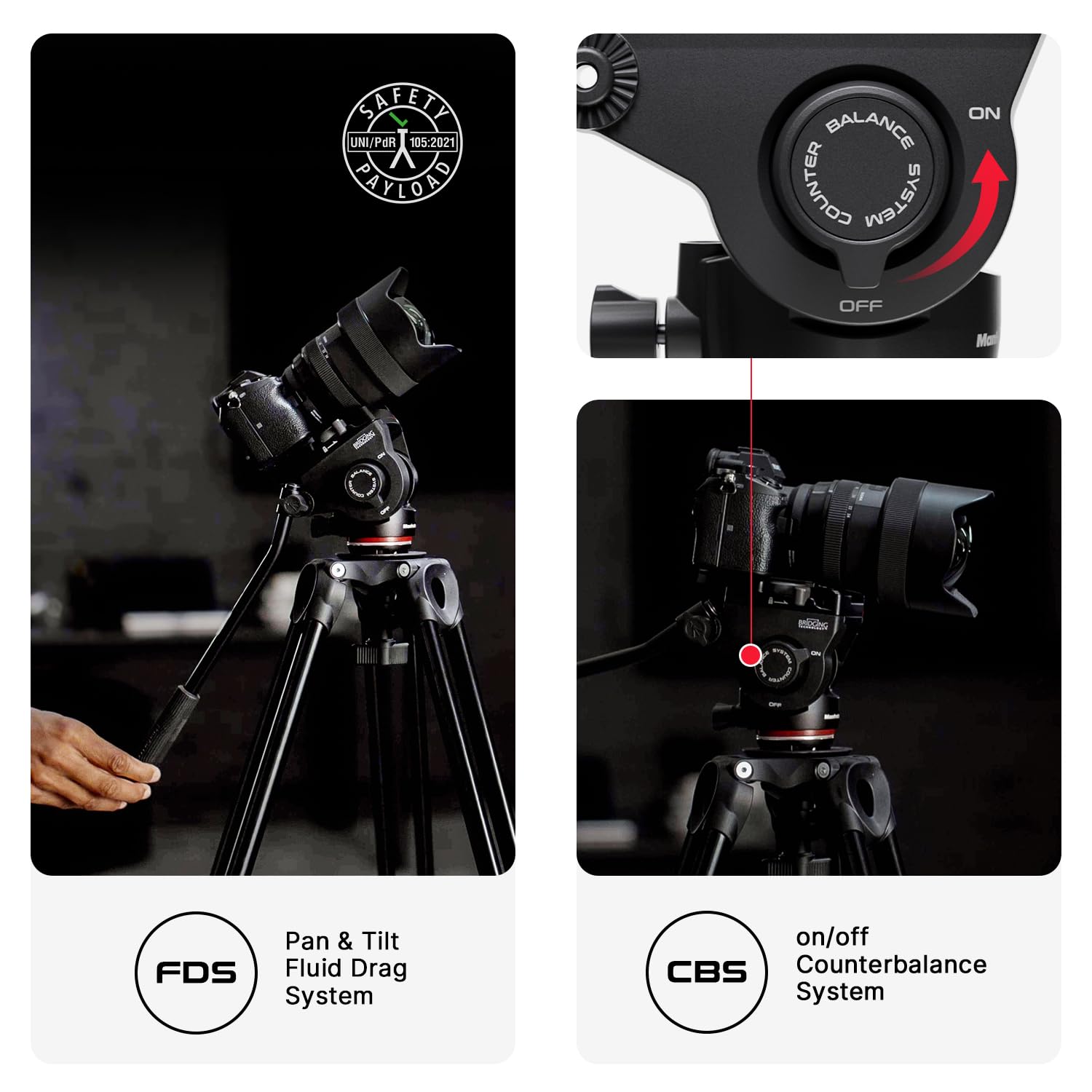 Manfrotto Kit vidéo 500x, tête fluide et trépied à double pied en aluminium, charge utile de 5 kg, base plate, écarteur de niveau moyen, plaque de dégagement rapide, prise de vue verticale/horizontale