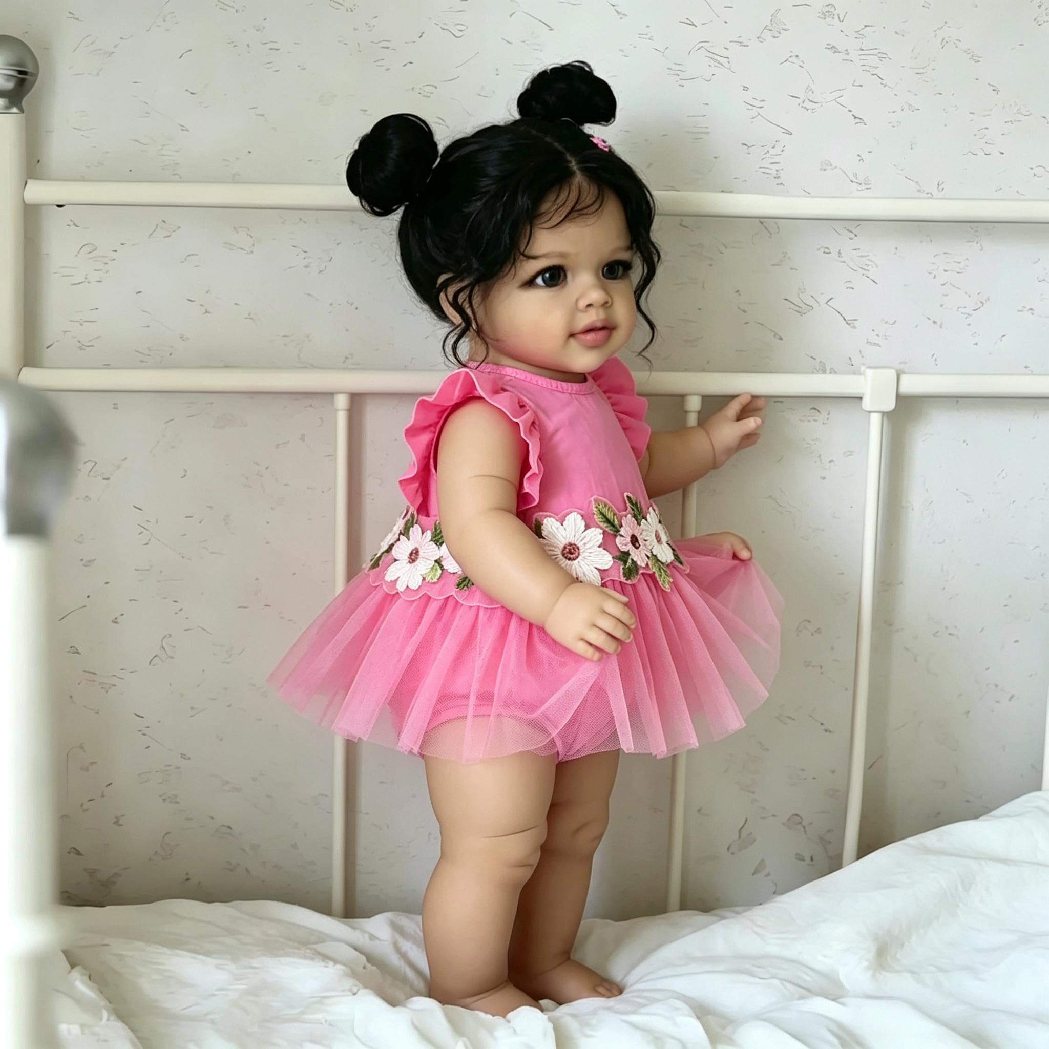RXDOLL Afroamerykanin Reborn małe lalki czarna dziewczyna 66 cm duży rozmiar realistyczne lalki Reborn Baby Dolls miękka winylowa tkanina ciało prawdziwe życie laleczka bobas biracial realistyczna