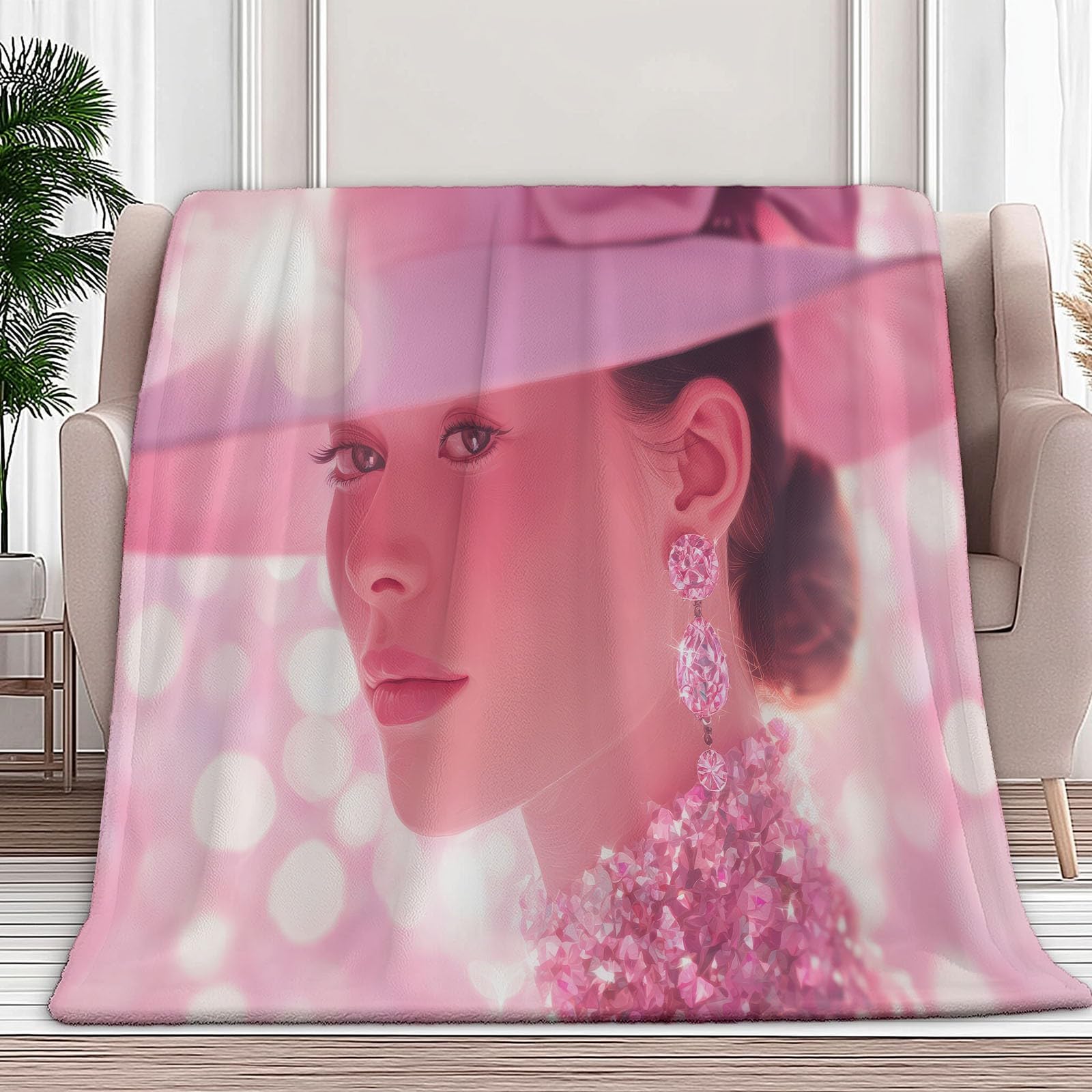 Plaid couverture polaire rose 150x200 cm en flanelle douce pour lit et canapé