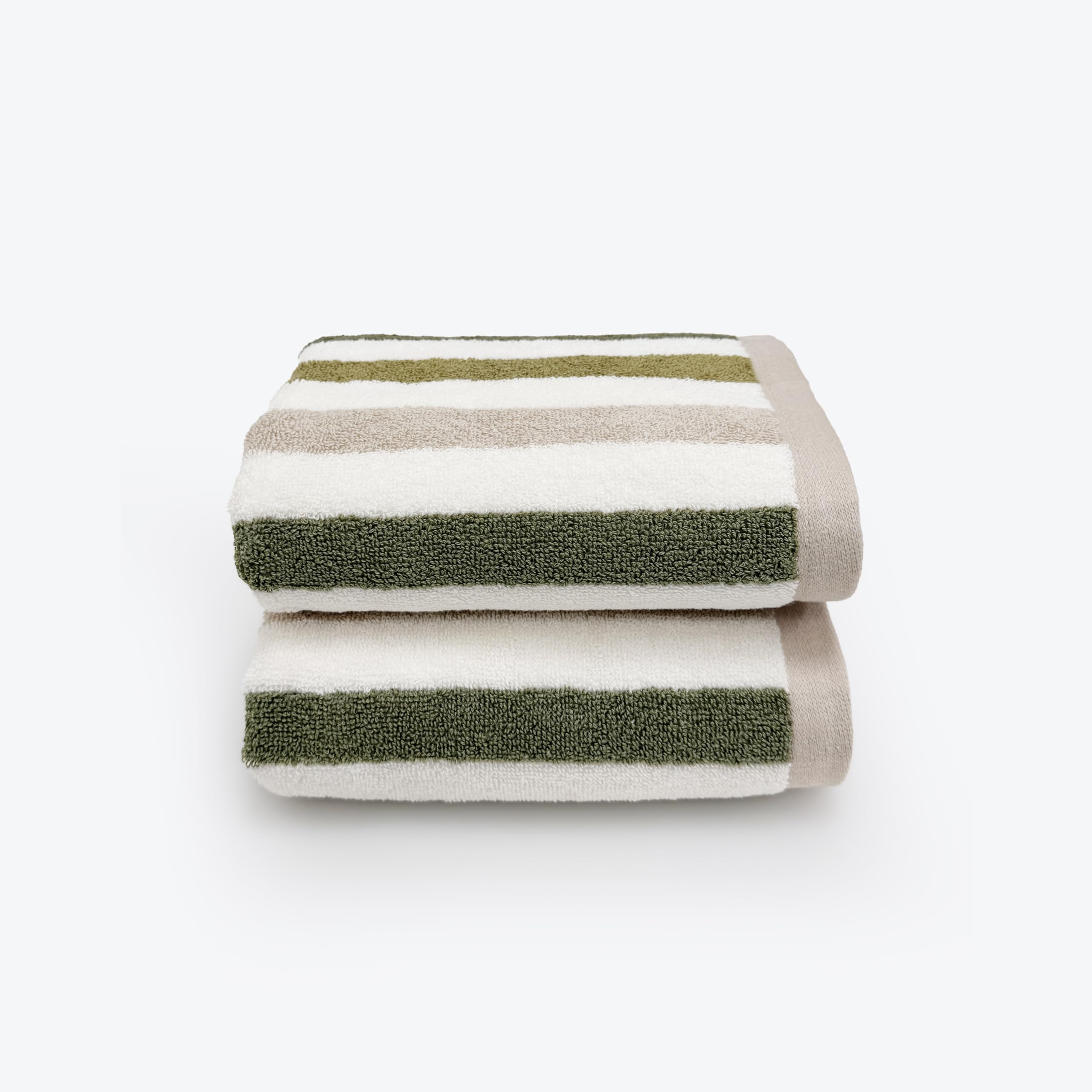 Allure Bath Fashions Hand Towel - Striped Green 100% Cotton 50 x 85cm