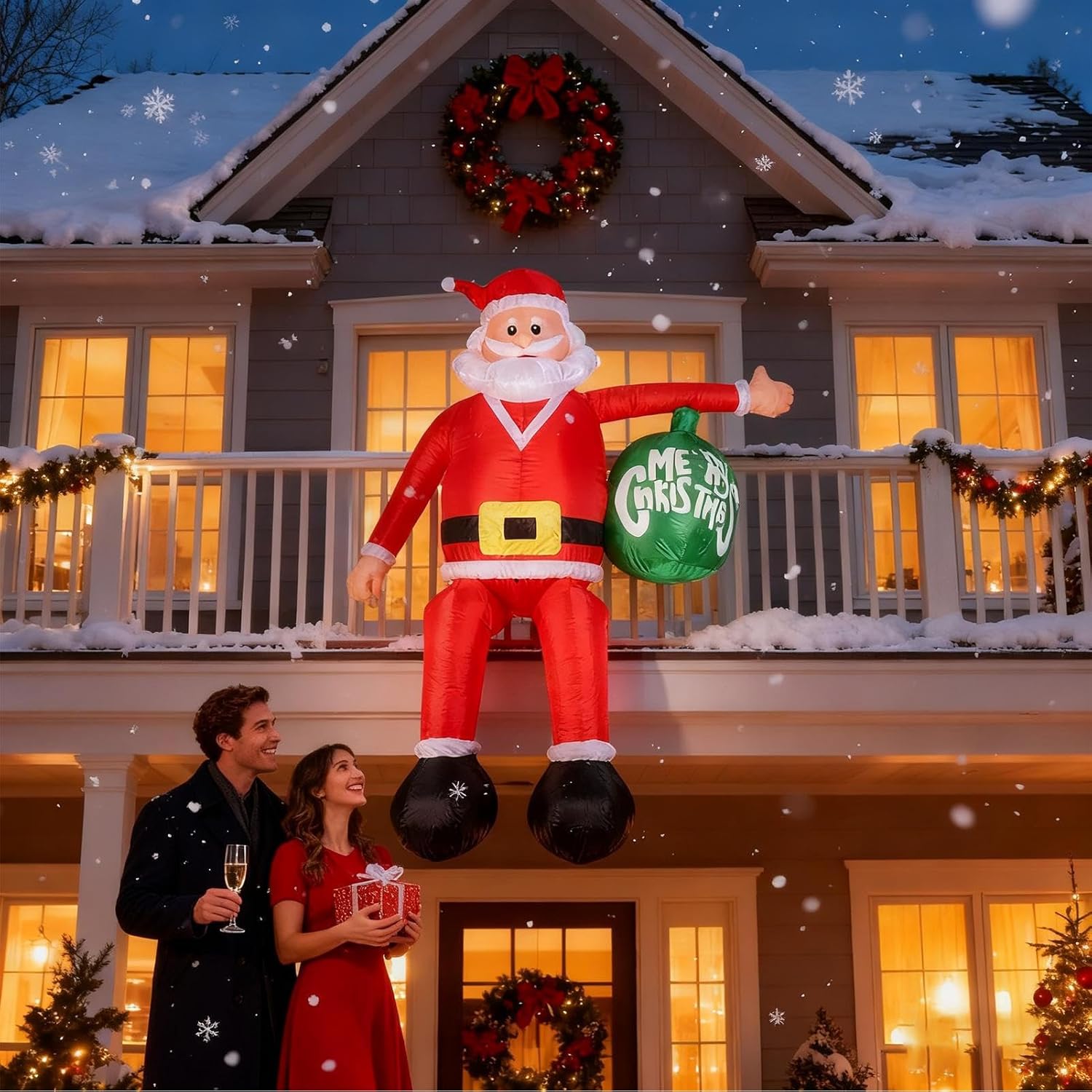 クリスマス インフレータブル サンタ, 238cm LED ライト, 膨張式 クリスマス サンタ ヤードデコレーション, 家族集い
