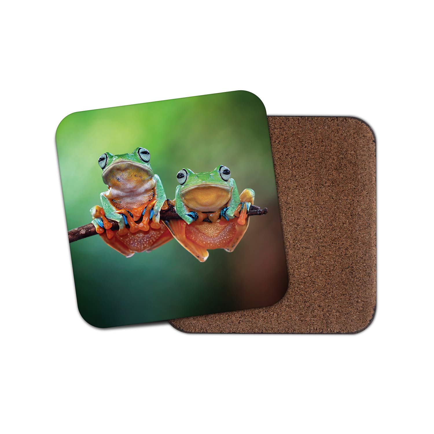 Destinationvinyl Multicolor 1 X Tropical Tree Frogs Coaster - Frog Jungle Amphibian Animals Nature #15454
