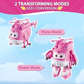 Super Wings Transformable Toys, 5 in Dizzy Airplane Transforming Figures Toys, 2 in 1 Mode Rescue Bots Action Figure Toys for 3-5 Year Old Boys Girls, Fun Plane Toys for Toddlers Kids Age 3 4 5 6 7