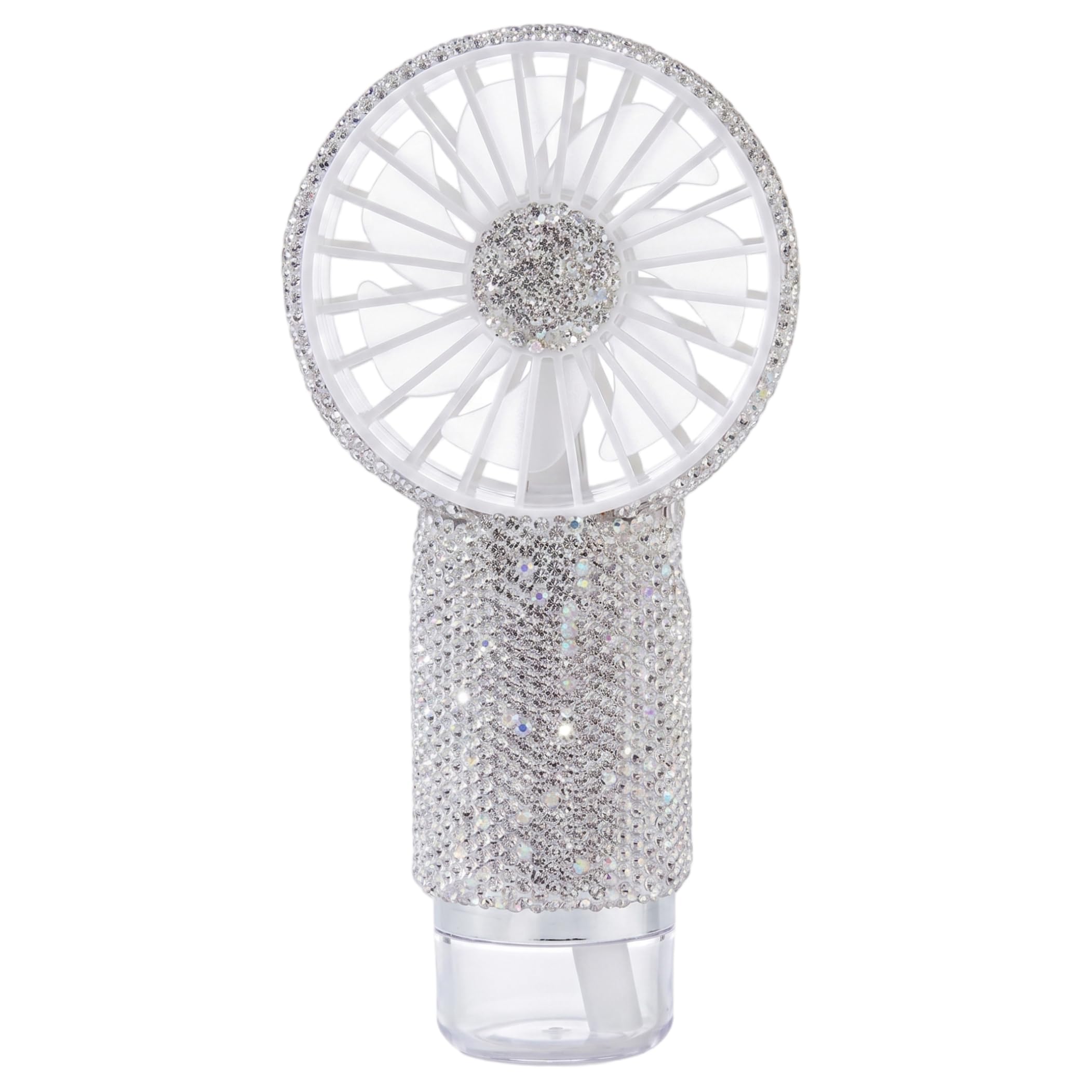 Ginwrek Handheld Misting Fan Handheld Misting Fan, Rhinestone Personal Bling Rechargeable Fans with Long-Lasting Battery, Portable for Summer, White