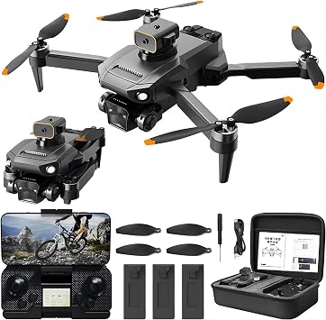 P8 Drone with Camera, GPS, 4K HD Camera Included, 90  Adjustable, Foldable, Outdoor, Drone, Brushless Motor Included, Storage Case Included, 3 Batteries, 39 Minutes Flight Time, GPS Auto Return Mode, Optical Flow, Altitude Hold, Headless Mode, 2.4 GHz, Free Change Mode 1/2 Mode, Certified in Japan, Gift for Children and Adults, Birthday Present Black