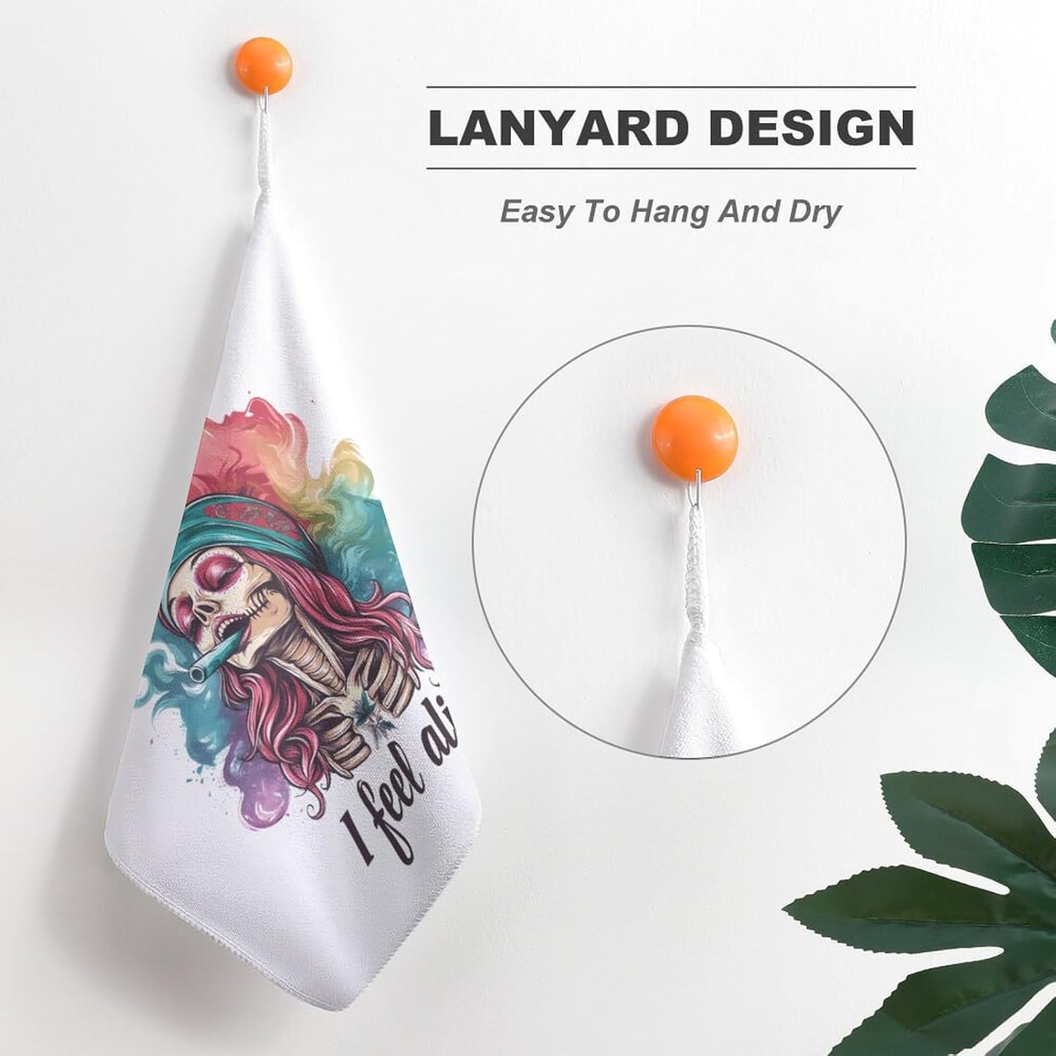 Skeleton Smoking Weed Towel Hand Towels Decorative Towel for Bathroom Kitchen Shower Gym 4PCS