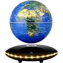 Magnetic Levitation Floating Globe with 7 Colors LED Lights, Rotating Geographic Globe World Map for Home Office Desk Decor, Cool Tech Gadgets for Men Husband Boys and Girls
