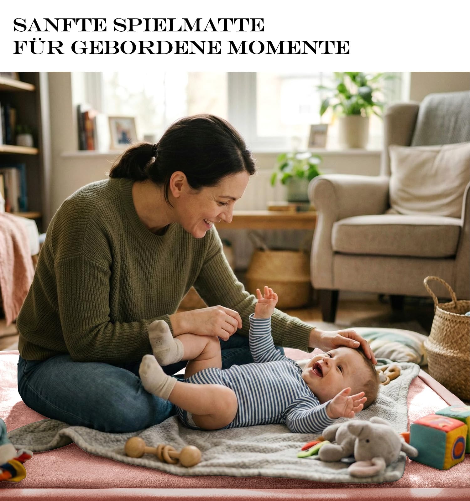 AEOCOO Krabbelmatte Baby 180x200 cm – 3,3 cm extra Dicke Krabbeldecke & Spielmatte aus Schaumstoff, rutschfest, für Laufgitter, Wohnzimmer Kinderteppich, Rosa