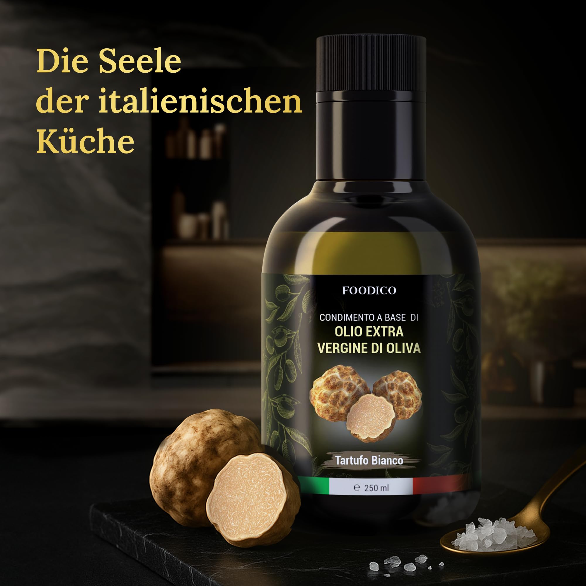 Foodico Weißes Trüffelöl | Italienisches Olivenöl Extra Vergine | mit weißem Trüffel | 250 ml - 2