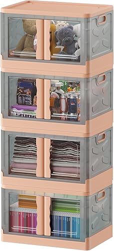 Miniatura 1 de KLONVS Cajas de almacenamiento con tapas, organizadores plegables de armario de 21.13 galonespieza, artículos esenciales para el dormitorio, cajas