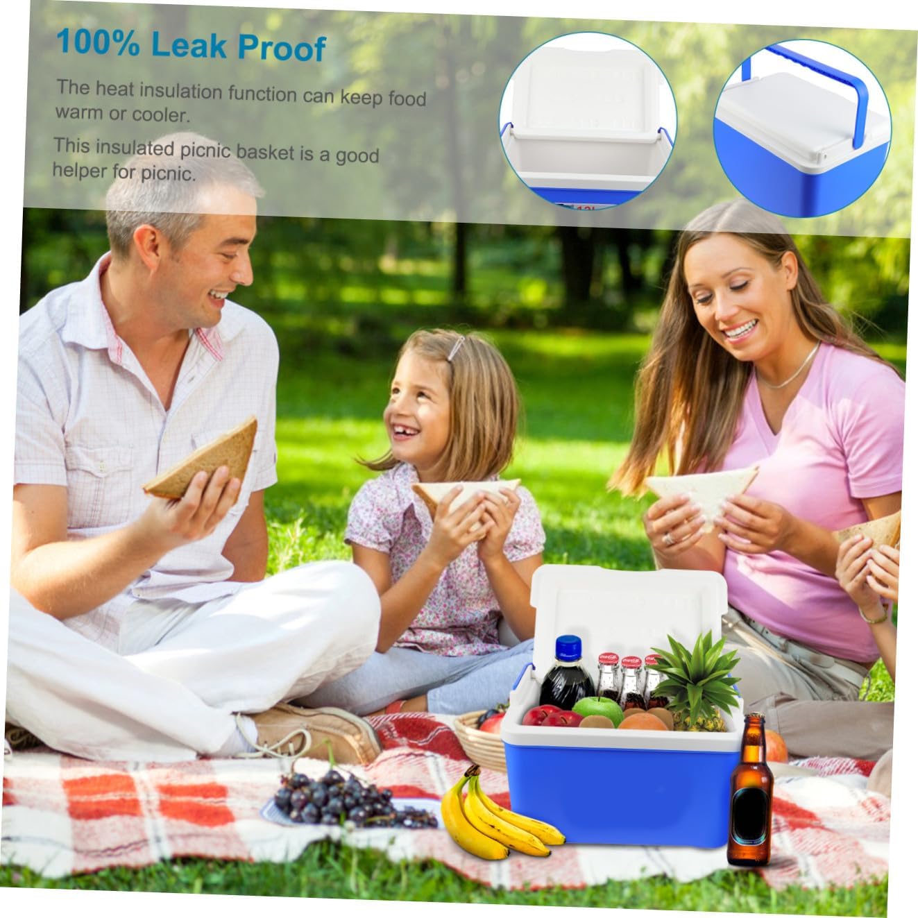 Insulated Picnic Basket Handle Portable Cooler for Outdoor Camping Picnics and Beach Trips Food Storage Container to Keep Items Fresh
