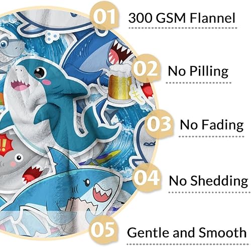 Miniatura 4 de Manta de tiburón personalizada para regalar con nombre, 30 x 40 pulgadas, bonita manta para mujeres y niñas, mantas de felpa suaves y mullidas
