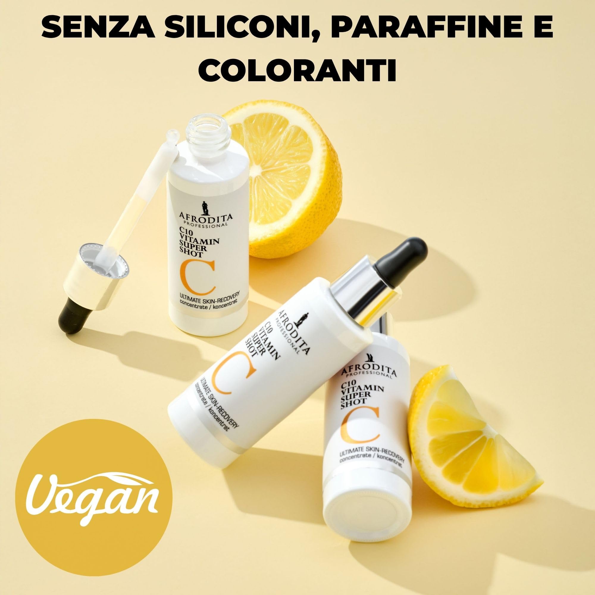 Afrodita Professional C10 Vitamina Super Shot Siero | 10% vitamina C stabilizzato contro le macchie di pigmentazione | Siero sbiancante anti-invecchiamento con effetto bagliore per tutti i tipi di