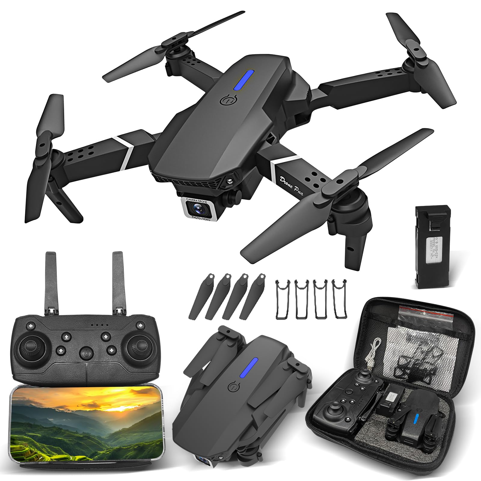 Drone com Câmera 4K, Controle Remoto Drones Profissional Fpv, Bateria 1800mAh Drone