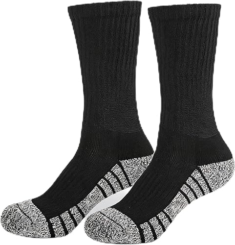 Men's Crew Socks, White Socks Men,Cushioned Cotton Athletic Arch Support Moisture Wicking,1-Pairs Premium Trial Pack