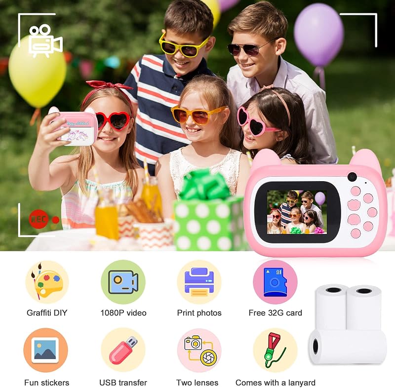 Gyerek Digitális Fényképezőgép 2,4" Kijelzővel 1080P HD 12MP 32GB