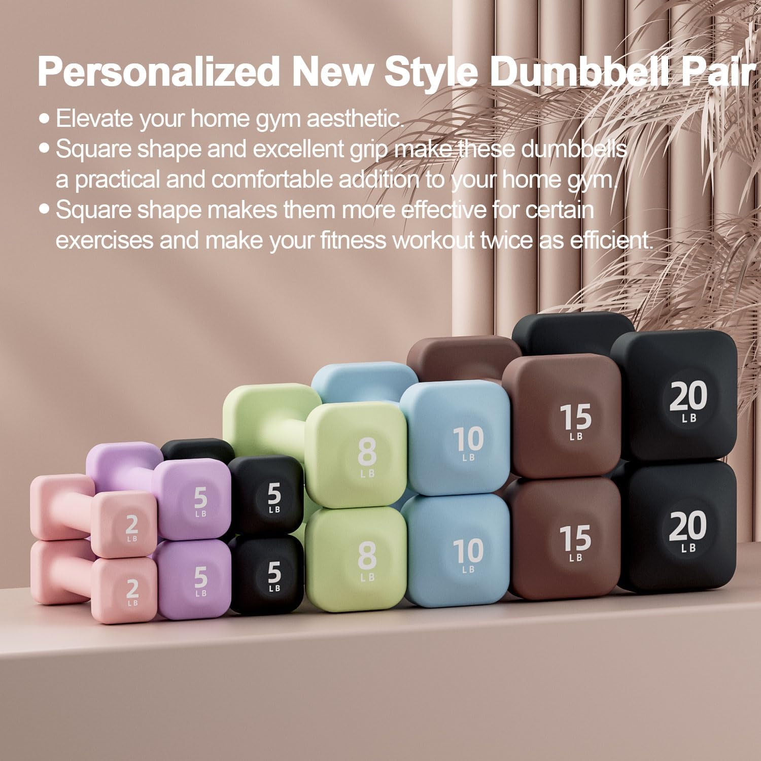 SafeGrip Square Dumbbells Weight, Non-Slip Grip & Anti-Roll Design, Heavy Duty Free Weights for Home Gym, Strength Training, Weight Lifting, HIIT Workouts - Thick Ergonomic Handle for Men & Women (2-20lbs)