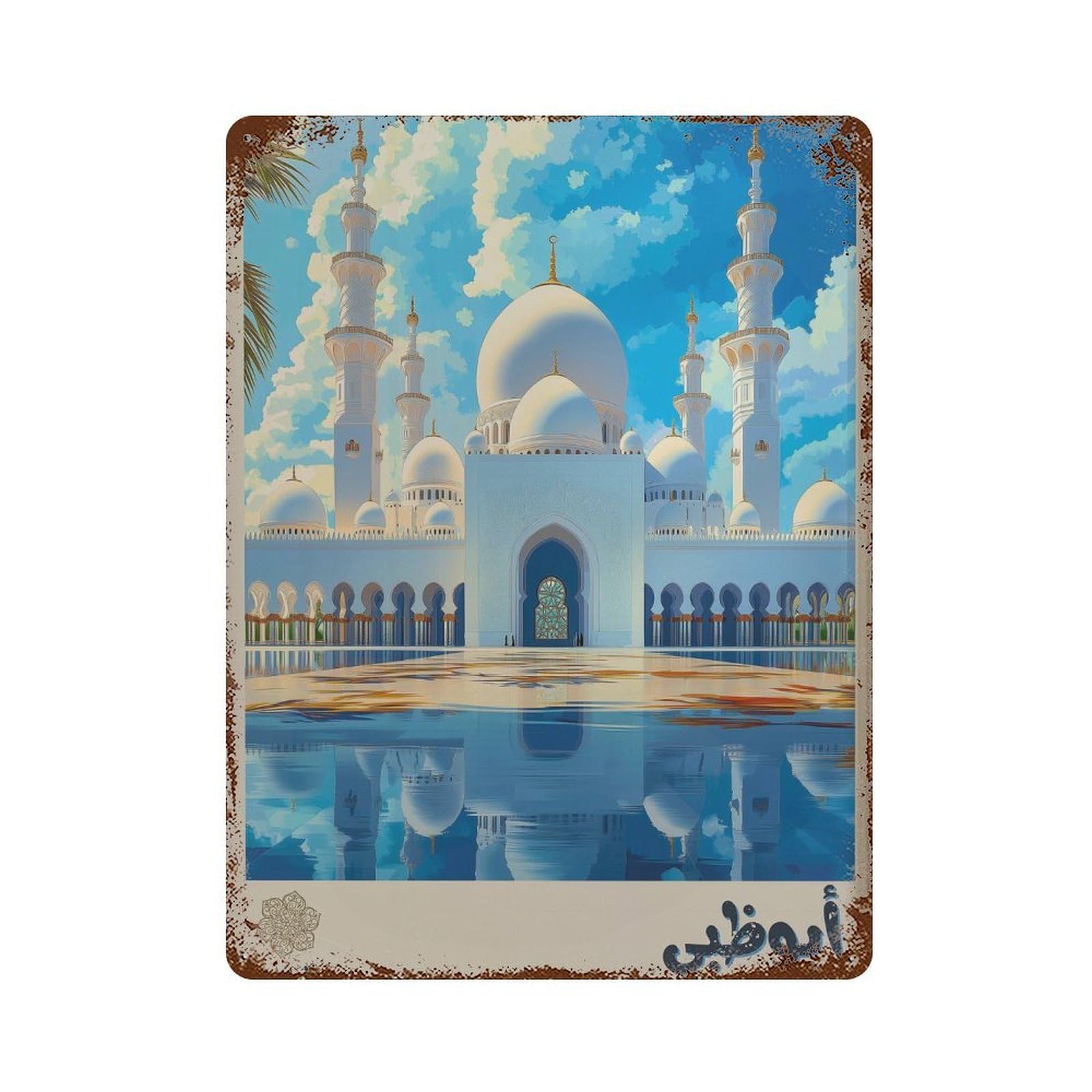 xiaoxiaoshen Abu Dhabi Travel United Arab Emirates in Arabic Wall Decor Art Metal Tin Poster Modern Home Decor Art Home Bar Shop Decorations Vintage Sign 40x30cm