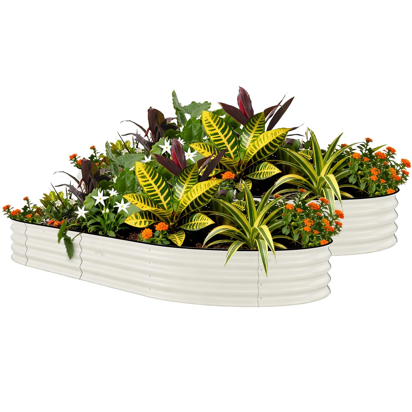 Aptliton 2 Pack 10x4x1.5ft Galvanized Steel Raised Garden Beds – Large Oval, Upgraded Anti-Cut Edges, Rust-Resistant Planters for Vegetables, Flowers, Herbs, Beige, 300x120x45cm, Beige upgraded with — image 1